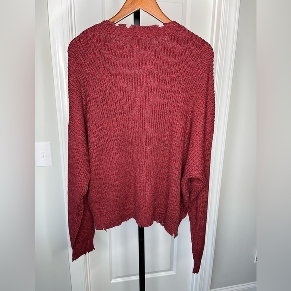 Pistola Eva Distressed Cotton Crew Neck Pullover, Cherry Black Marl, XL, NWT - Picture 6 of 12